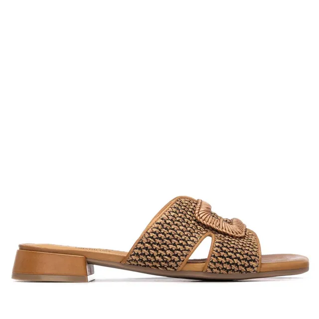 Carmela 16327202 sandale plate camel tressée