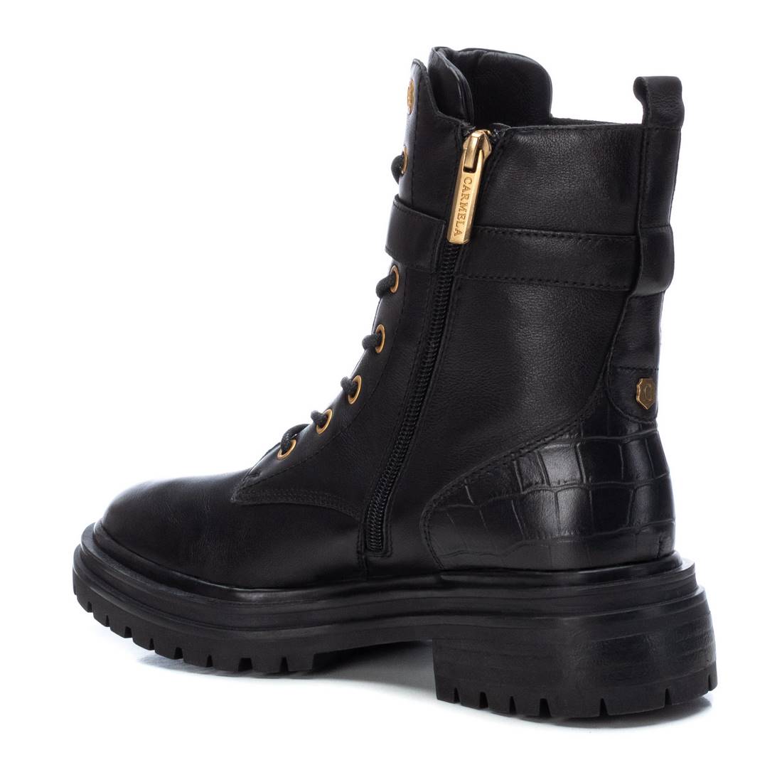 Carmela 16089101 bottine cuir noir militaire