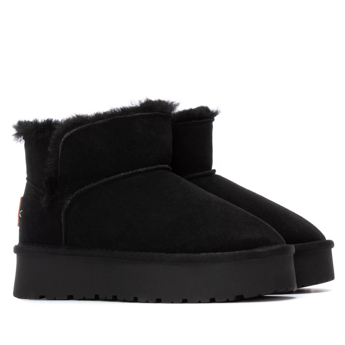 Carmela 16263304 bottine noire fourrée cuir plat