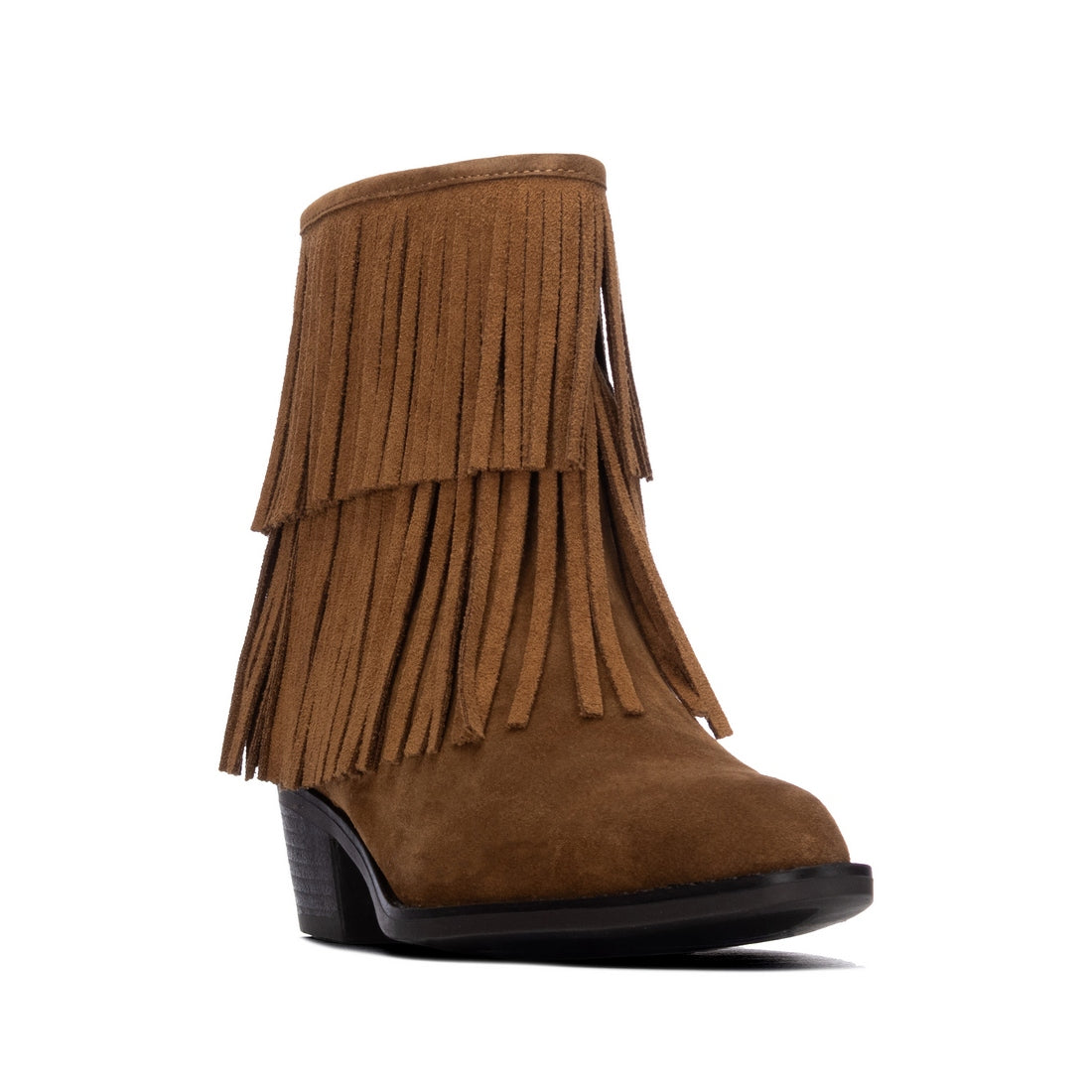 Carmela 16439503 bottines femme camel suède franges