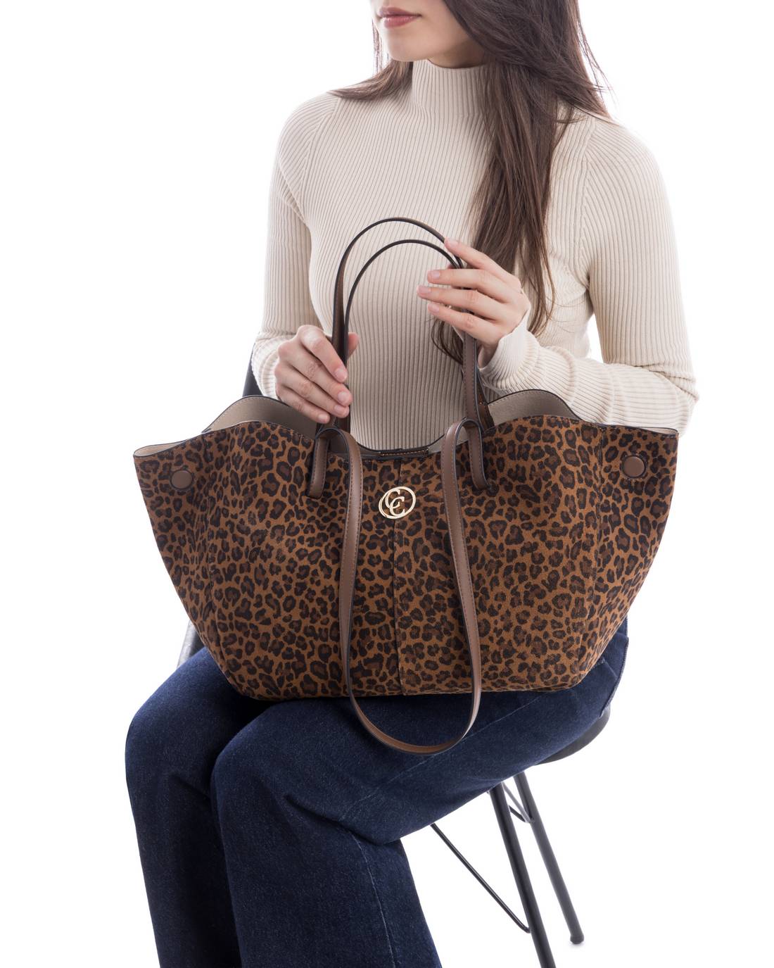 Carmela 18617901 sac shopper cuir léopard