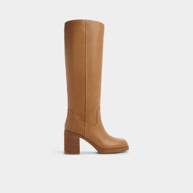 ALDO Juny botte haute marron plateforme cuir vieilli