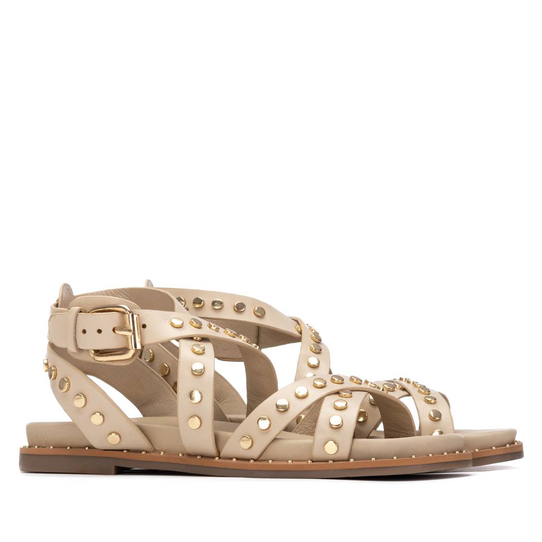 Carmela 16239305 sandale plate blanche cloutée