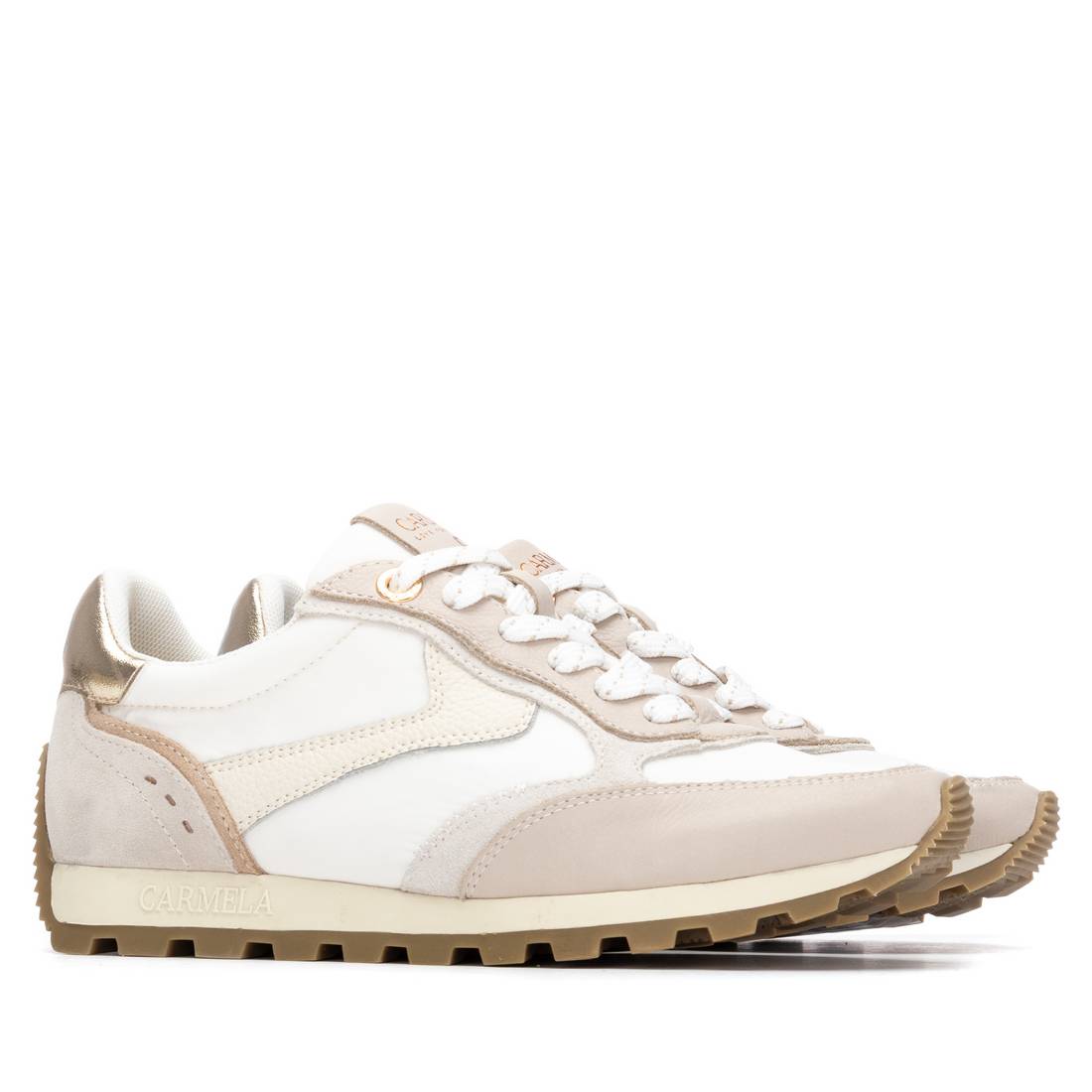 Carmela 16311401 baskets femme beige cuir à lacets