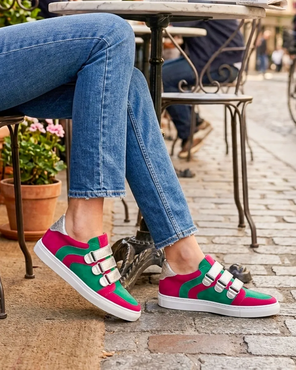 Dessine Moi Un Soulier basket émeraude rose argent à personnaliser