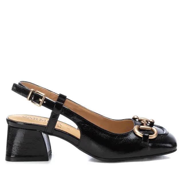 Carmela 16144305 mocassin noir cuir verni talon bas