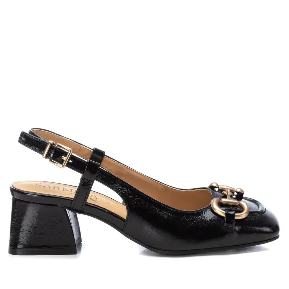 Carmela 16144305 mocassin noir cuir verni talon bas