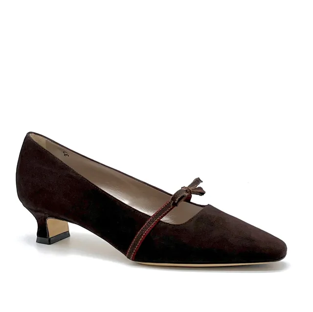 Elata 51522 escarpins daim marron talon 3,5 cm
