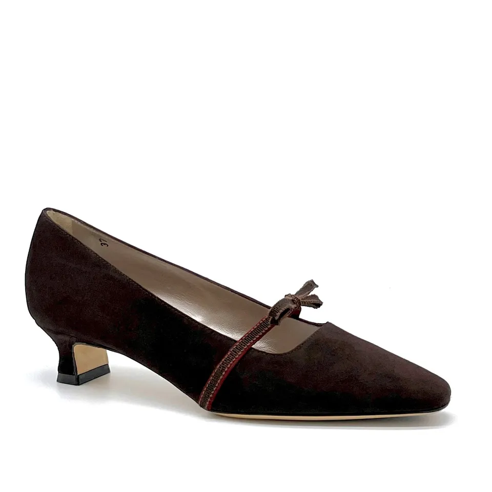 Elata 51522 escarpins daim marron talon 3,5 cm