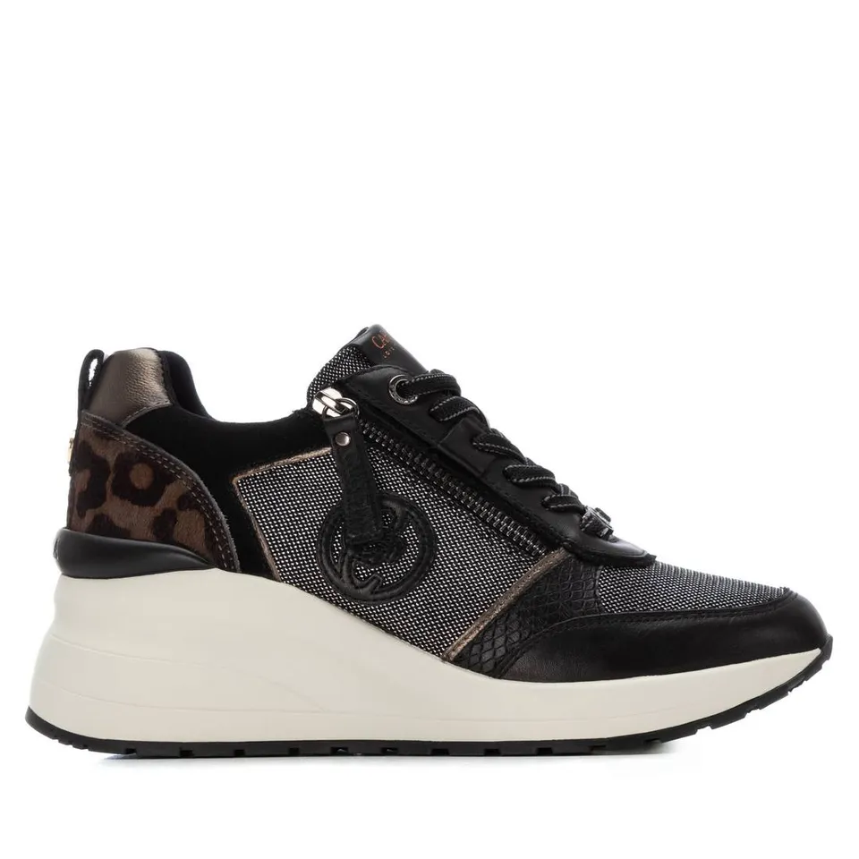 Carmela 16252101 baskets compensées noir cuir