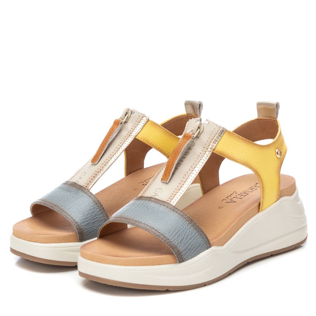Carmela 16155005 sandales cuir bleu zip plat