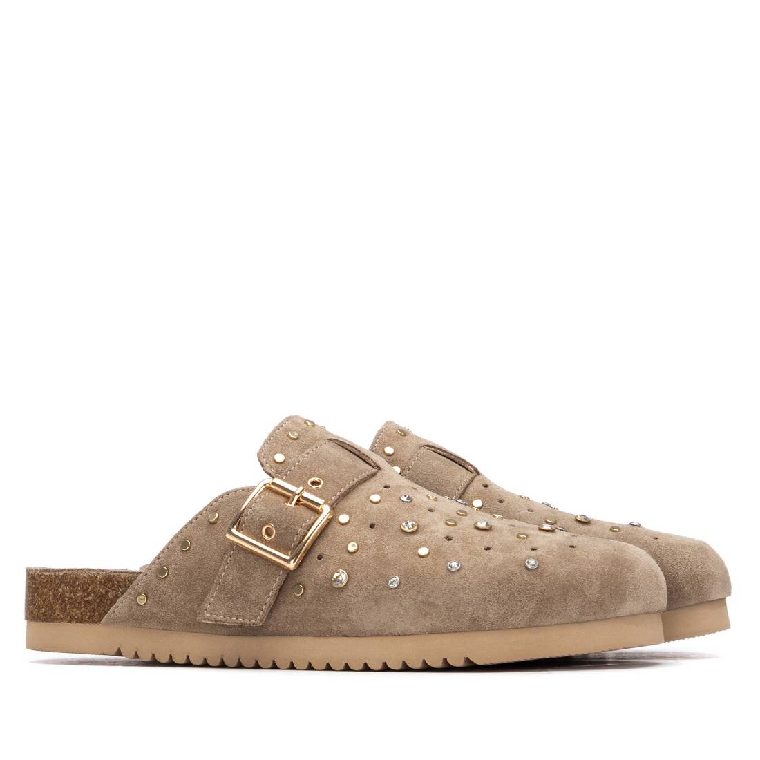 Carmela 16328002 sabots femme taupe cuir plat