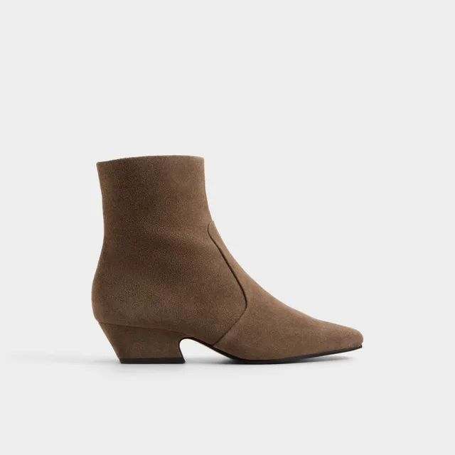 ALDO Frannie bottines suède kaki talon bas
