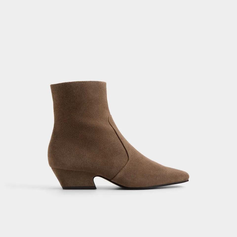 ALDO Frannie bottines suède kaki talon bas
