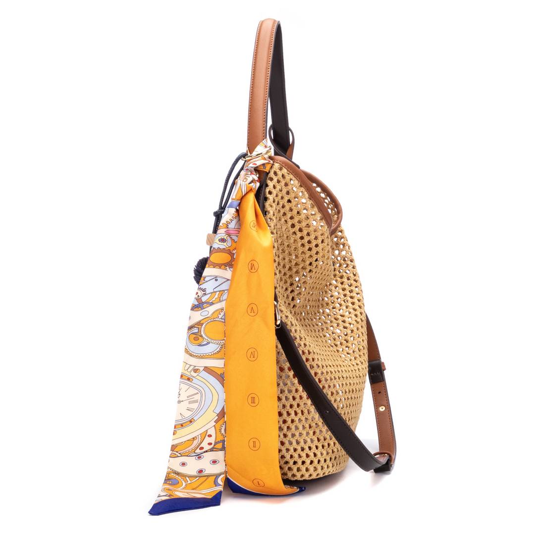 Carmela 18622201 sac épaule femme camel effet rafia
