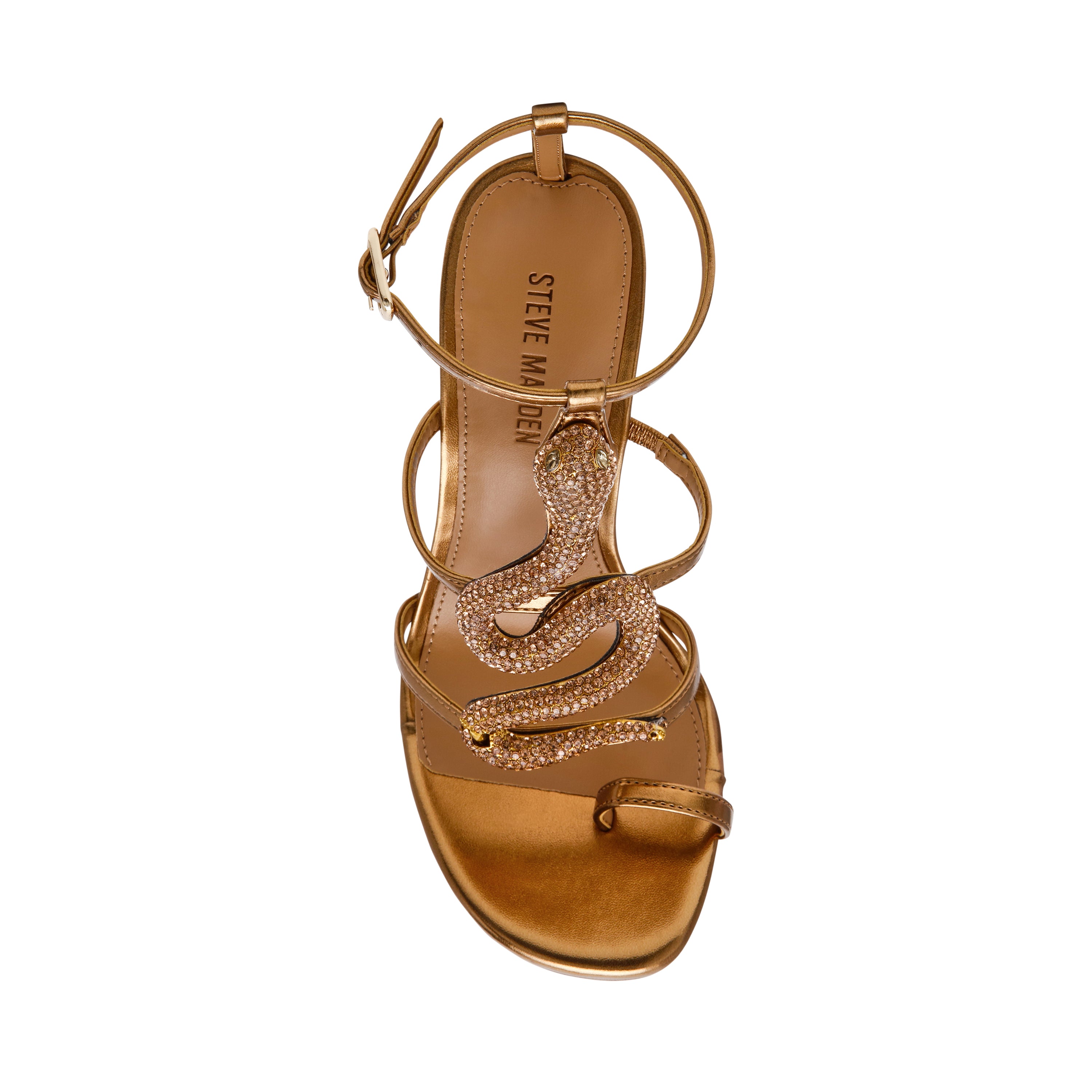 Steve Madden Python sandale talon bronze strass
