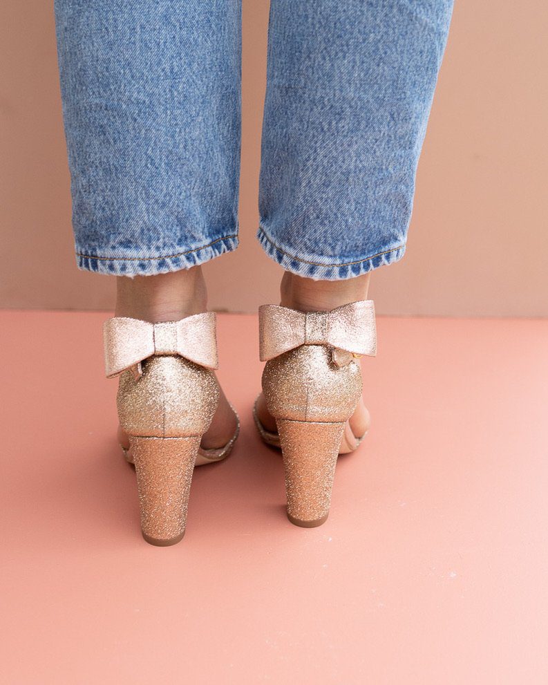Dessine Moi Un Soulier sandale Chloé irisé or rose