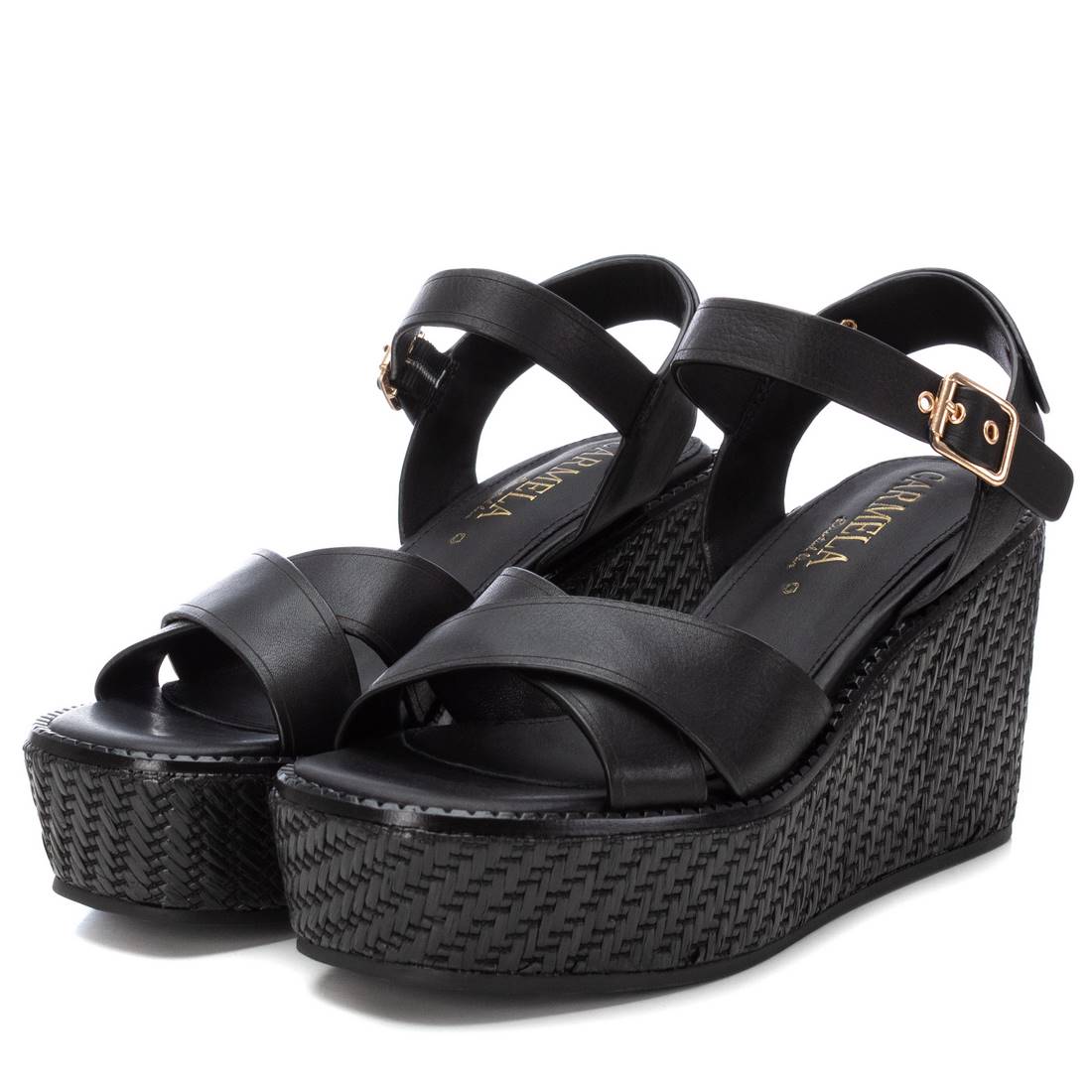 Carmela 16138704 sandales compensées noires cuir