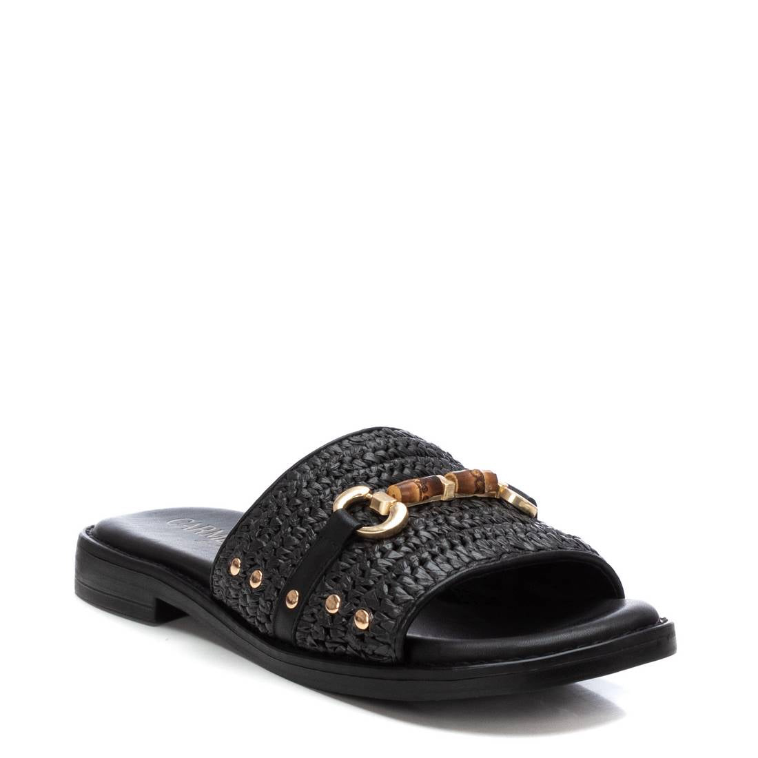 Carmela 16236602 mule noire boucle tressée plate