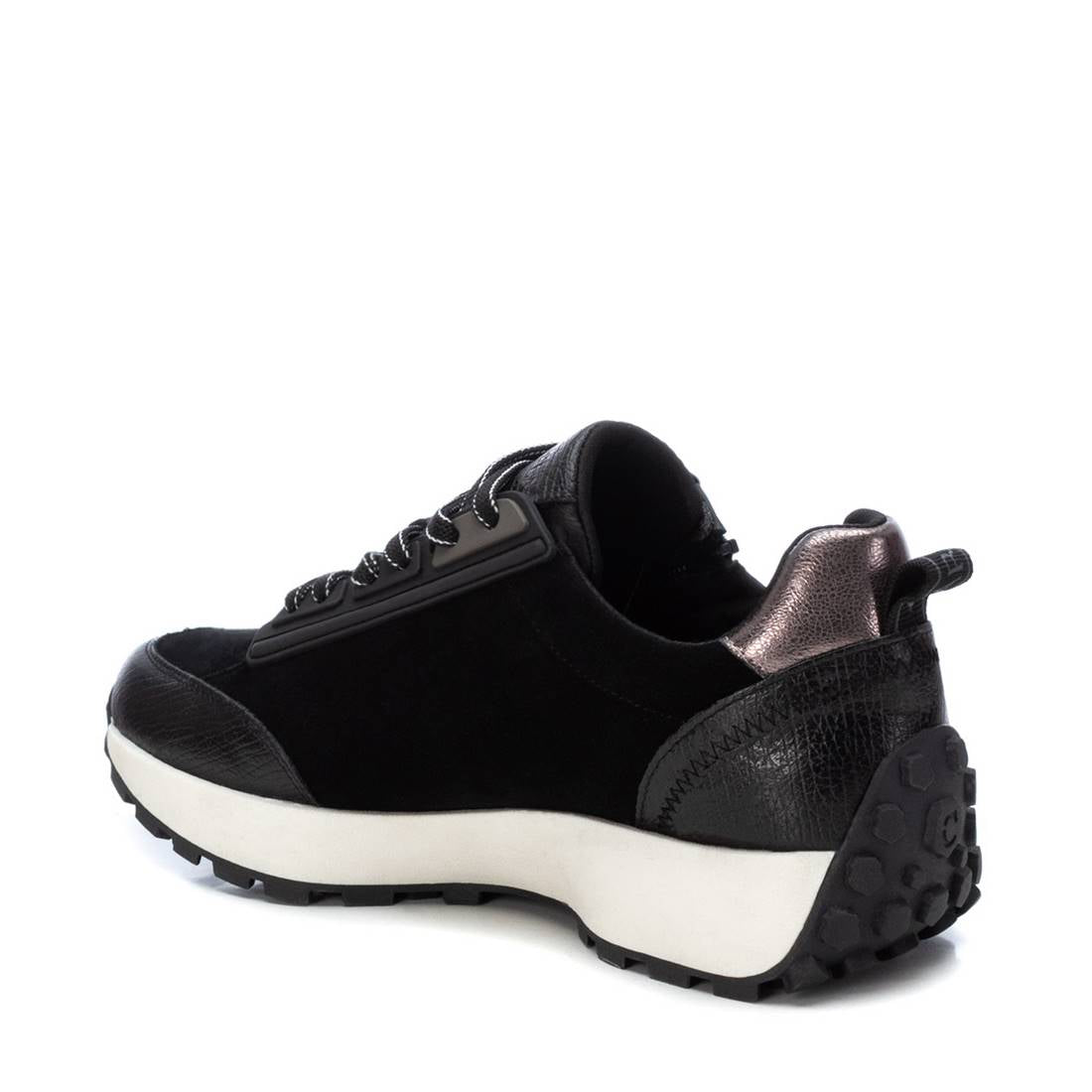 Carmela 16086302 basket cuir noir zip semelle gomme