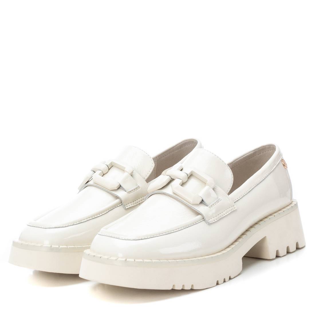 Carmela 16112402 mocassin cuir blanc verni