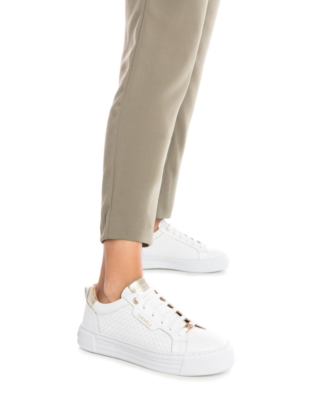 Carmela 16131301 sneaker cuir blanc lacets