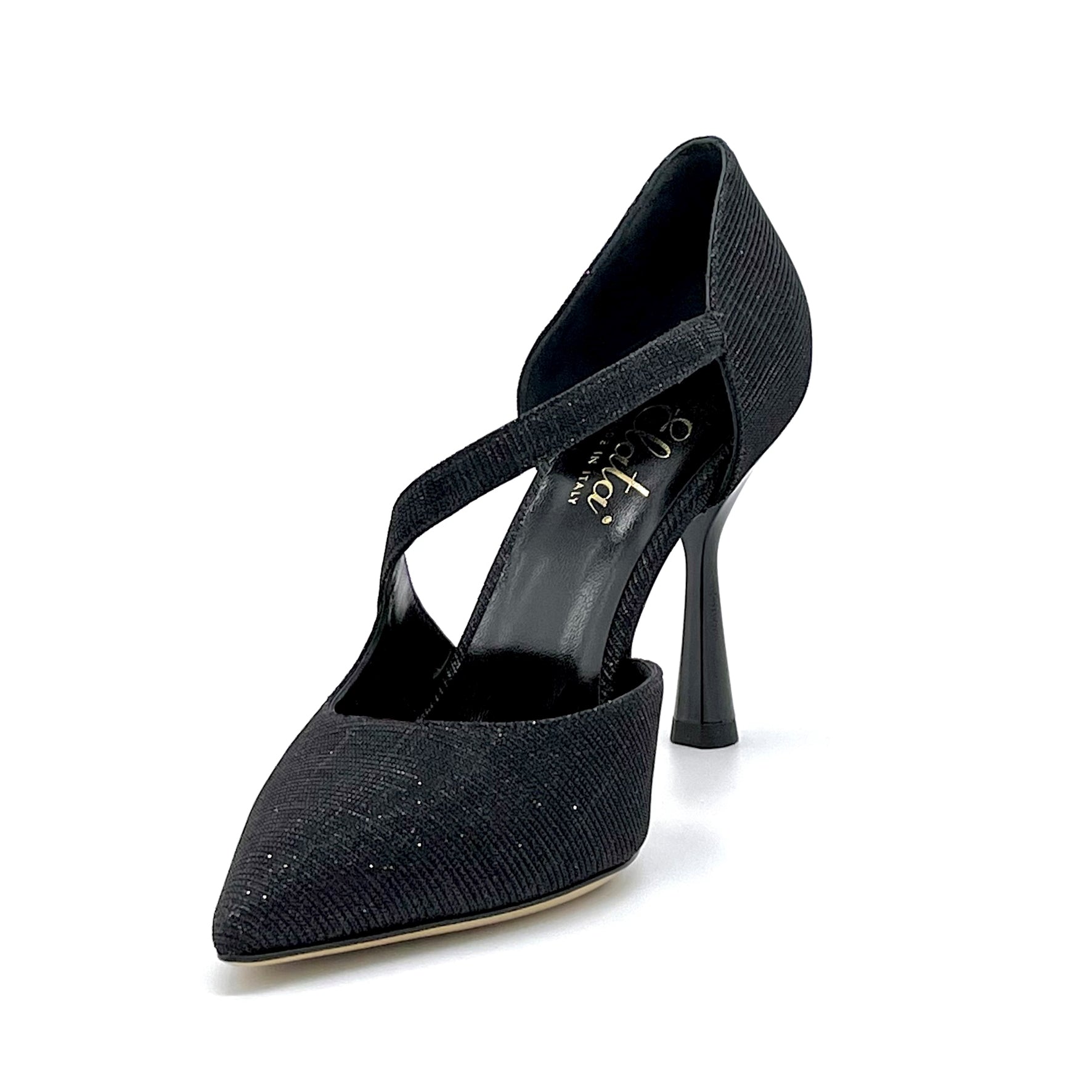 Elata 12138 escarpins laminé noir bride talon 9,5 cm