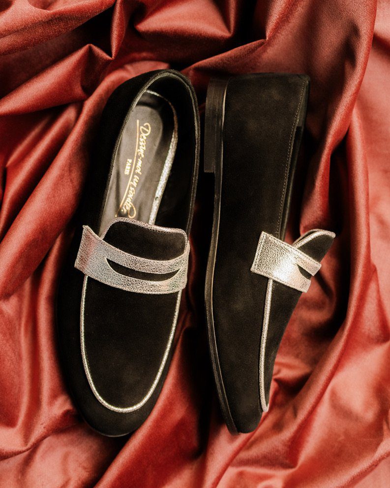 Dessine Moi Un Soulier Romy mocassin plat velours noir
