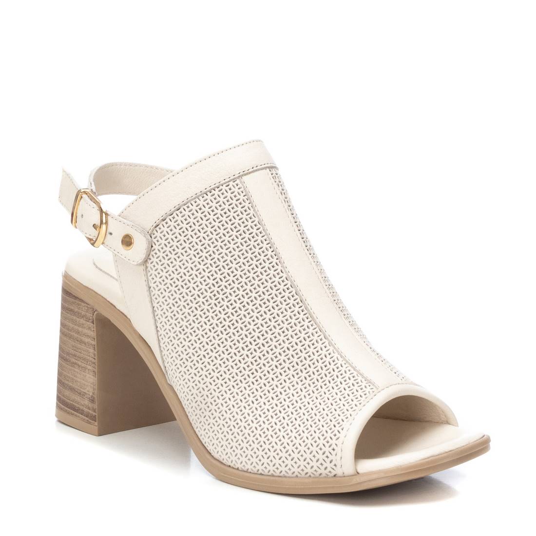 Carmela 16159702 sandale talon blanc cuir perforé