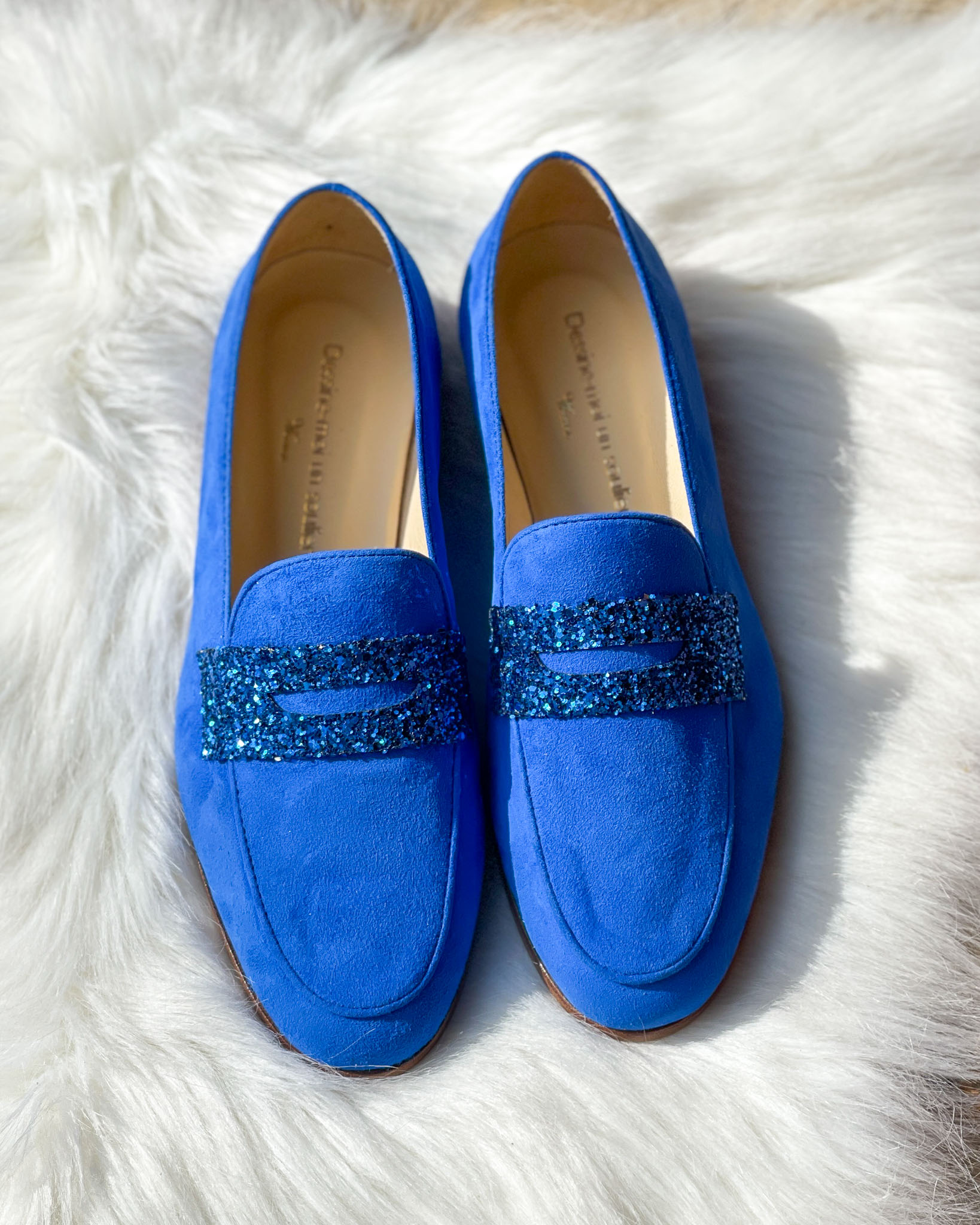 Dessine Moi Un Soulier Romy mocassins velours bleu électrique