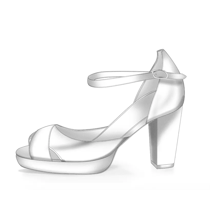Dessine Moi Un Soulier Salomé Ouverte Plateforme à personnaliser cuir