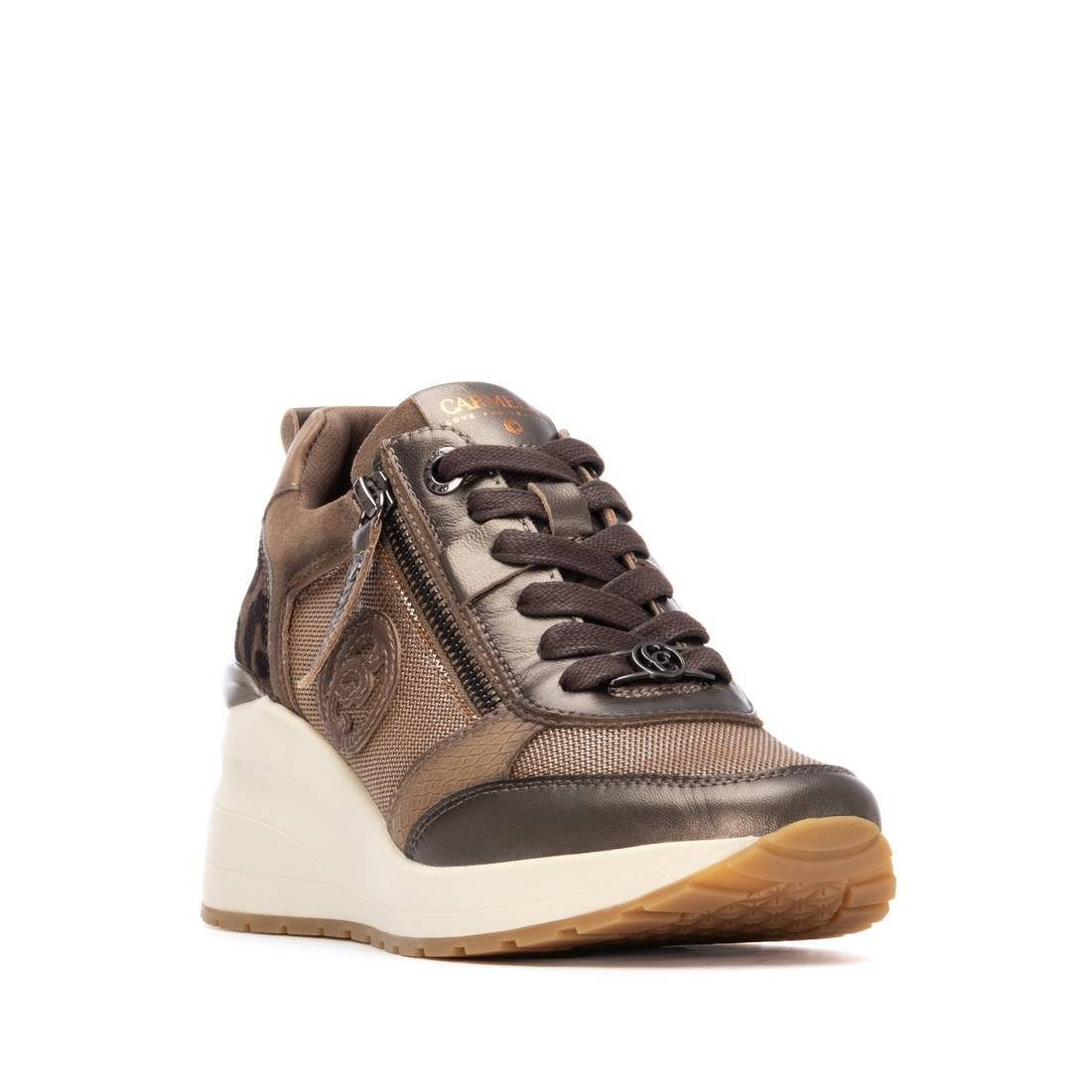 Carmela 16252103 basket cuir bronze talon compensé