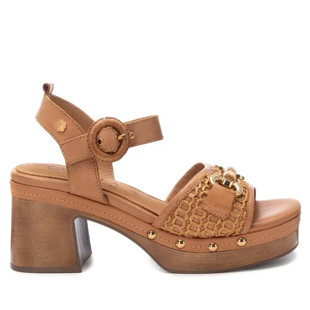 Carmela 16236701 sandale cuir femme talon large camel