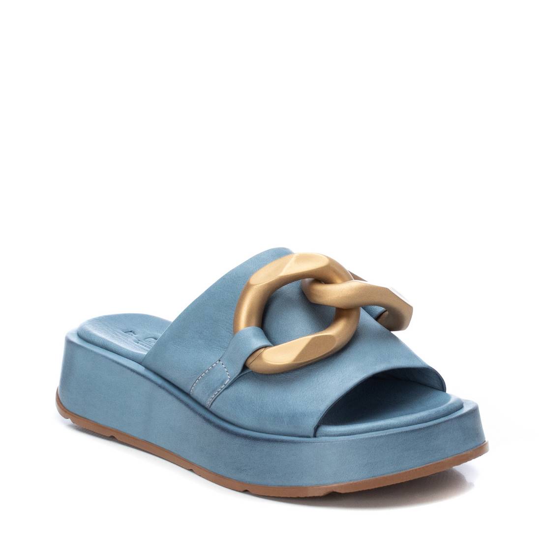 Carmela 16077406 sandale femme bleu cuir plateforme