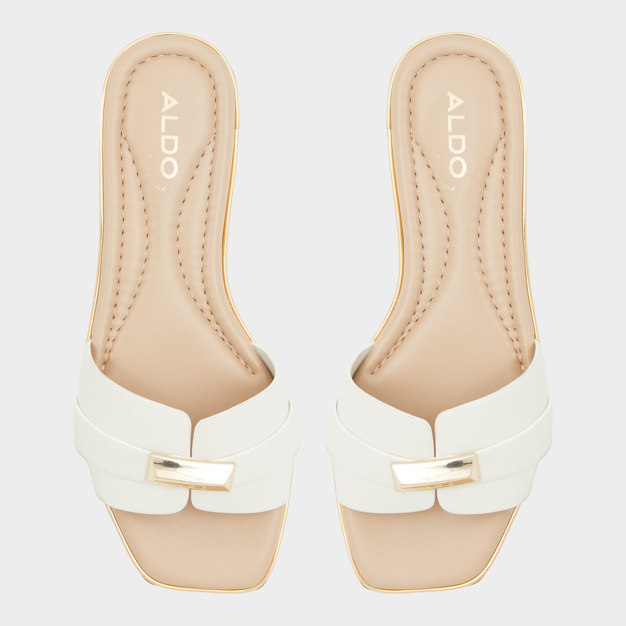 ALDO Darine sandales plates blanches détail doré