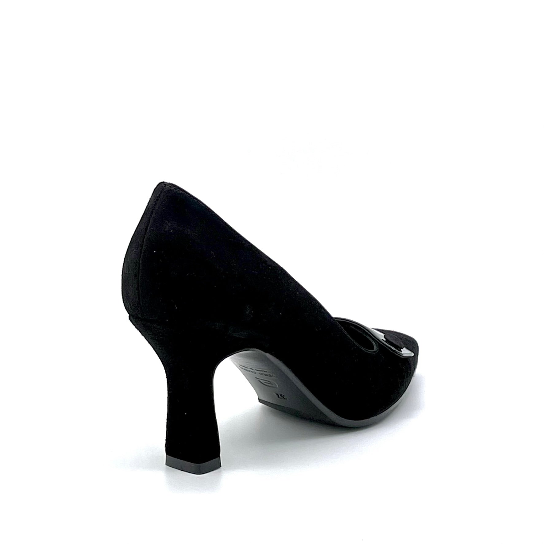 Elata 52505 escarpins daim vernis noir talon 7,5 cm
