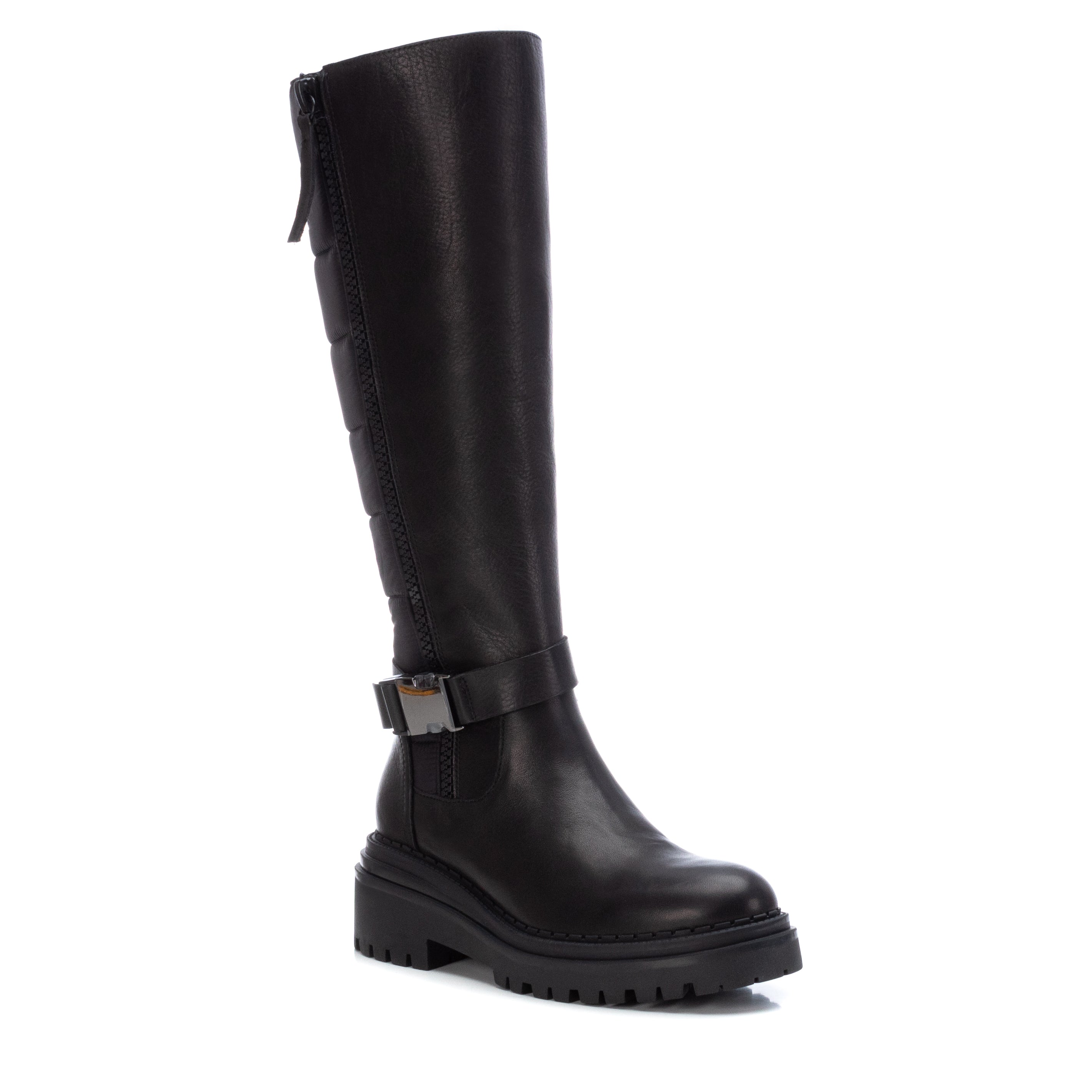 Carmela 16036001 botte cuir noir motarde zip