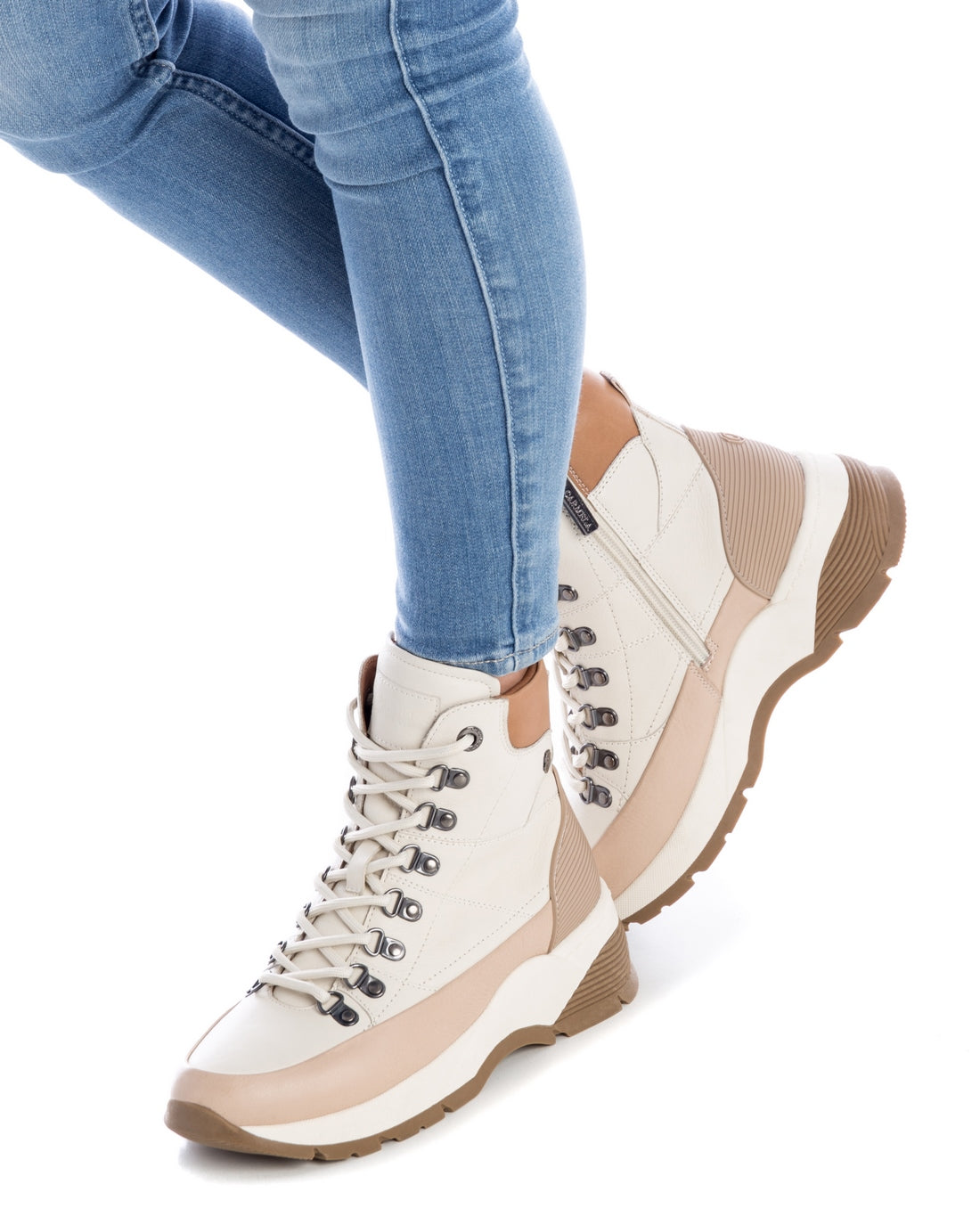 Carmela 16013603 boots femme blanc cuir montantes