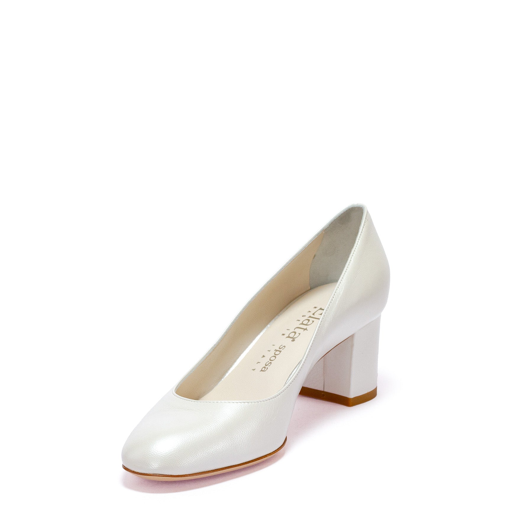ELATA S2414 escarpins cuir blanc perle talon 5,5 cm