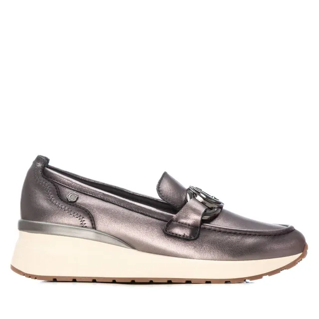 Carmela 16252302 mocassin cuir gris effet métallisé
