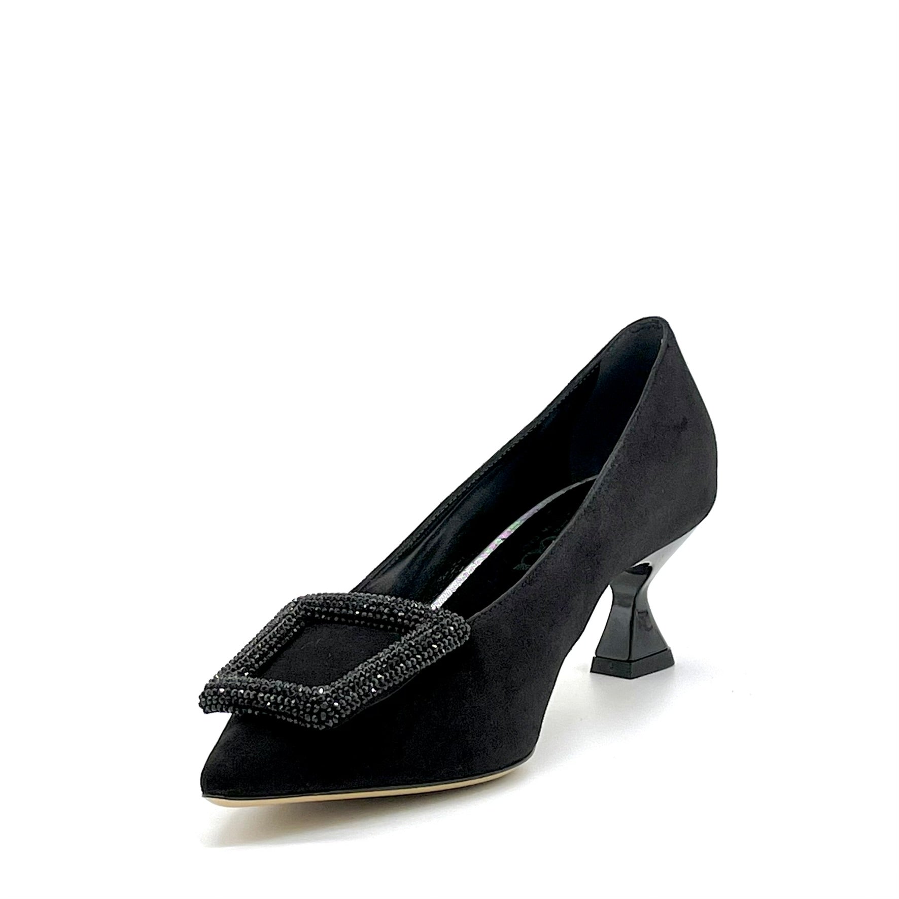 ELATA 55507-1 escarpins daim noir boucle bijou