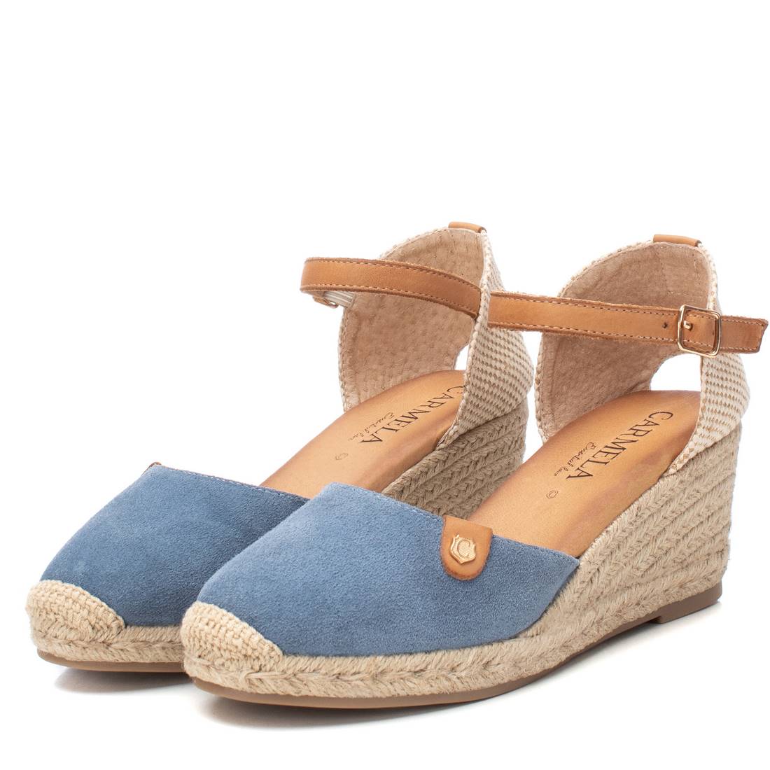 Carmela 16161806 espadrille cuir bleu compensé 7 cm
