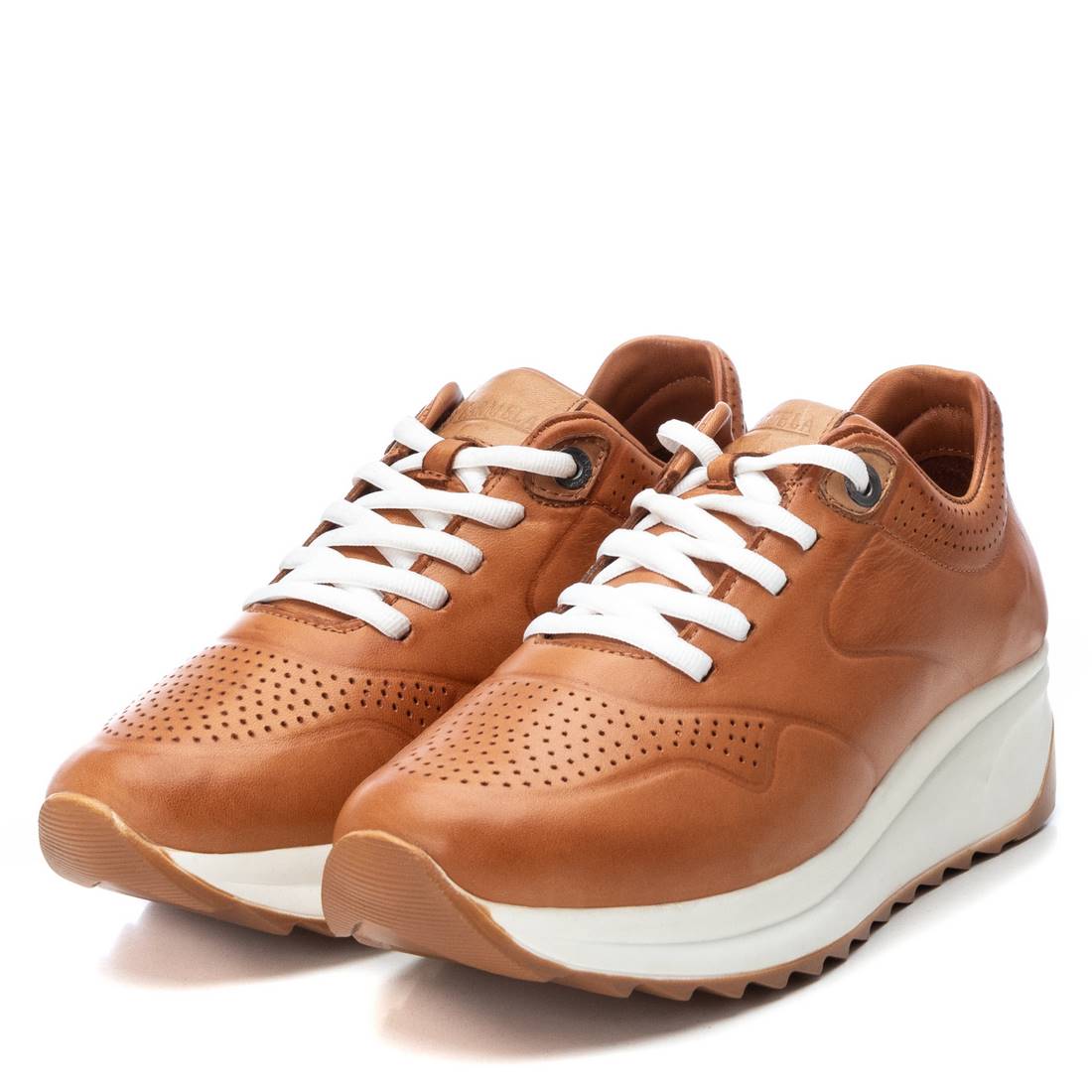 Carmela 16079801 baskets femme marron cuir à lacets