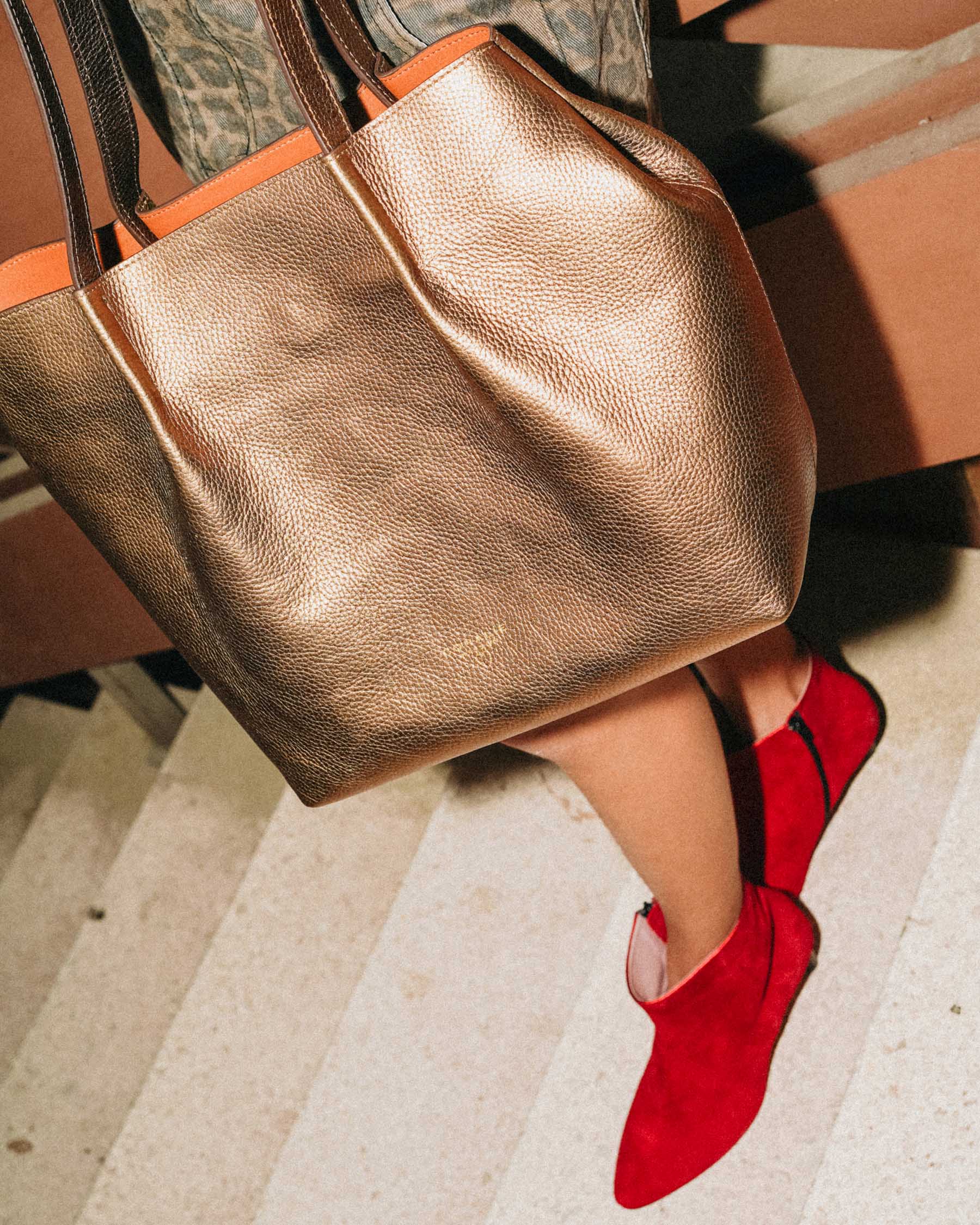Coralie Masson Steevie sac cabas cuir bronze