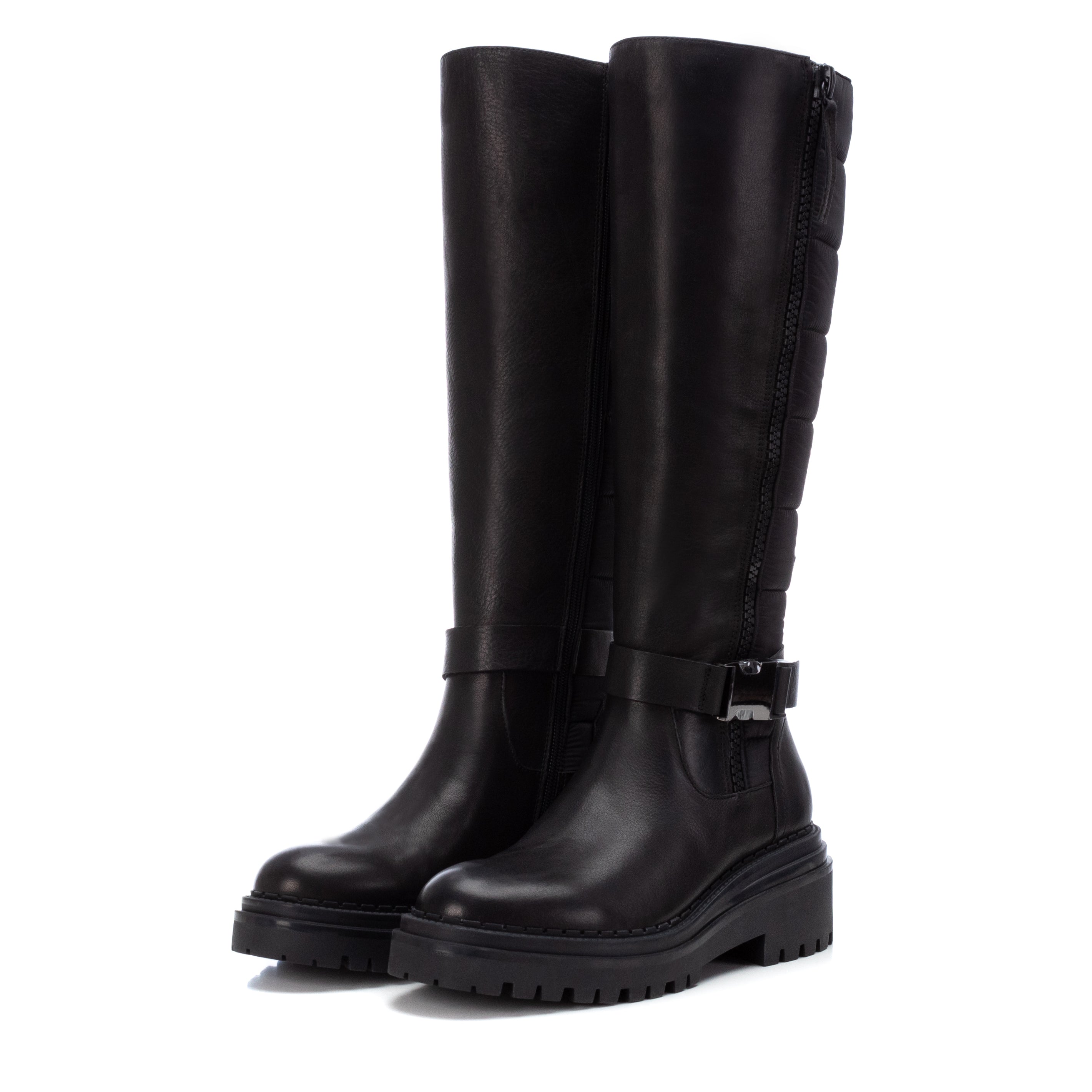 Carmela 16036001 botte cuir noir motarde zip