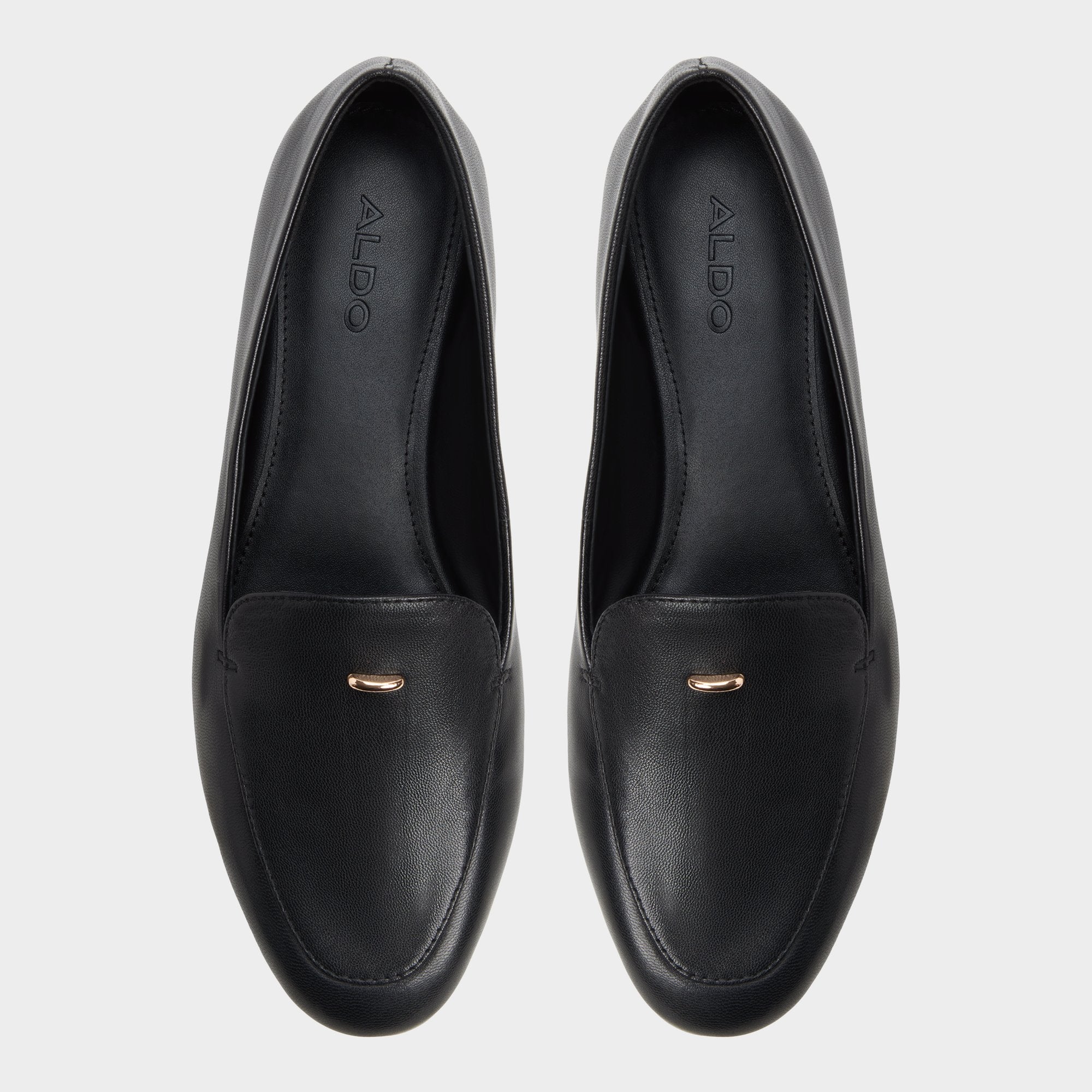 ALDO Daphia mocassins cuir noir ornement doré