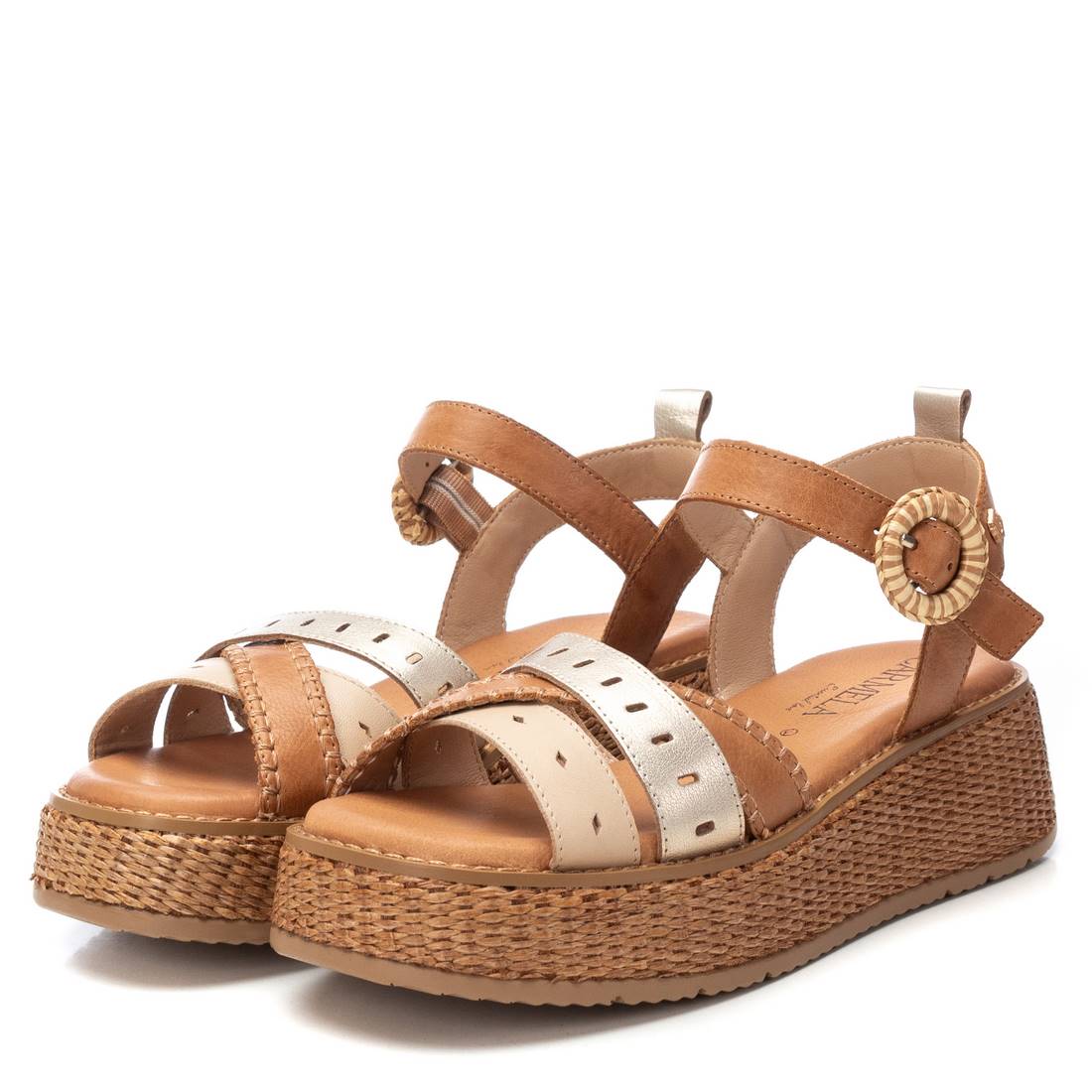 Carmela 16235201 sandale compensée cuir camel