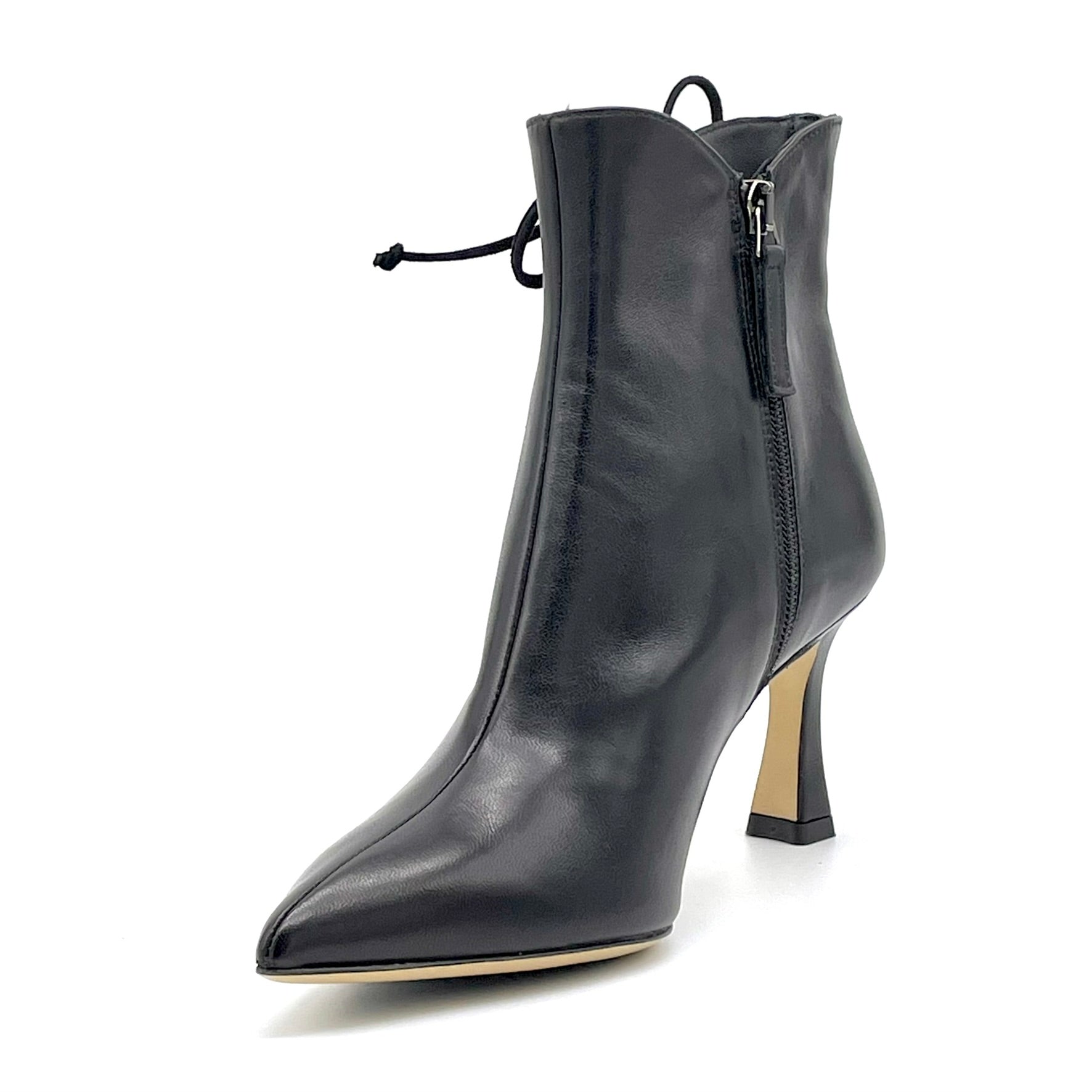 Elata 56531 bottines cuir noir perles talon 7,5 cm