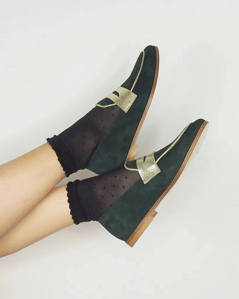 Dessine Moi Un Soulier Romy mocassin velours sapin champagne