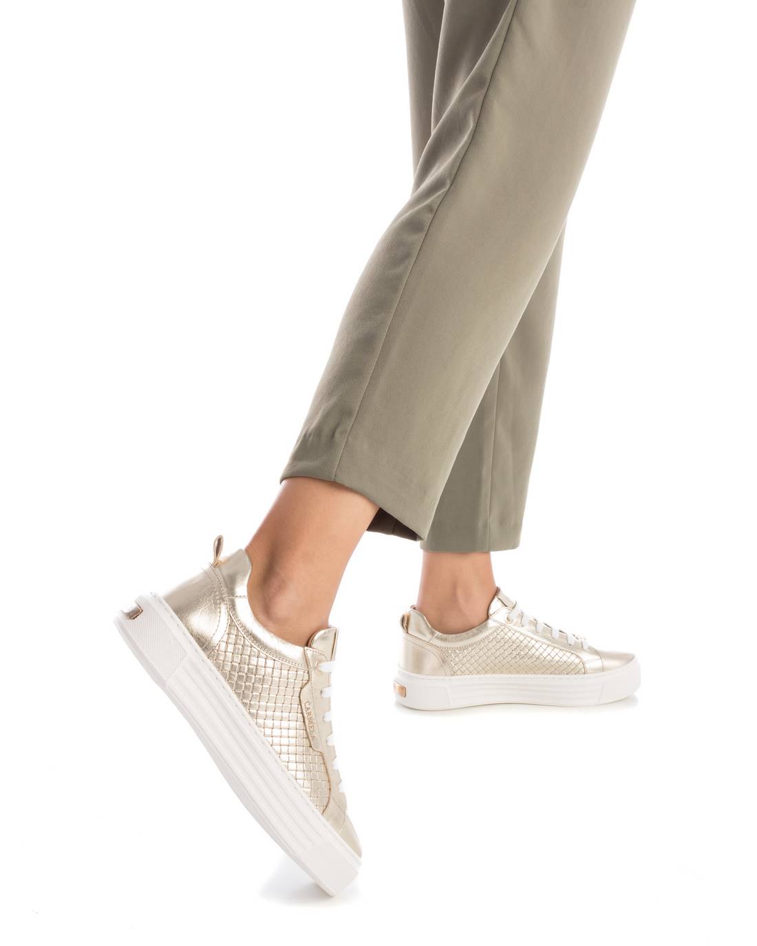 Carmela 16131303 baskets femme cuir doré lacets